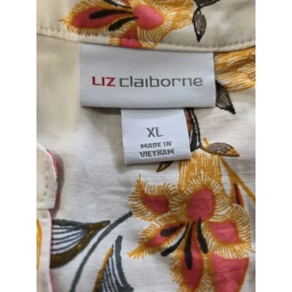 Liz Claiborne Sleeveless Shell Cream Blouse with Floral Size XL-New - Picture 4 of 5